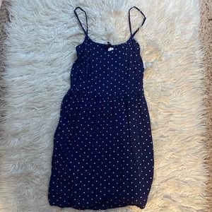 blue polka dot mini dress